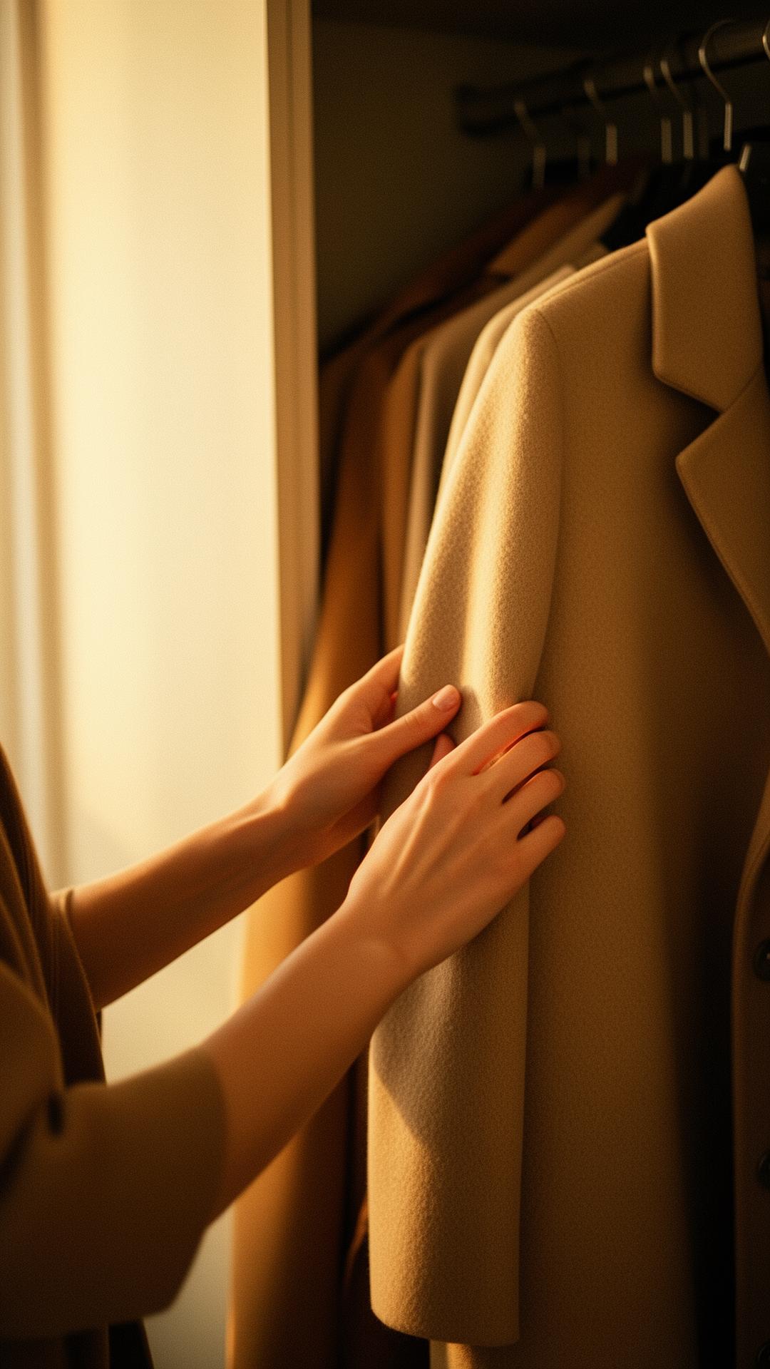 A hand resting on folded fabric